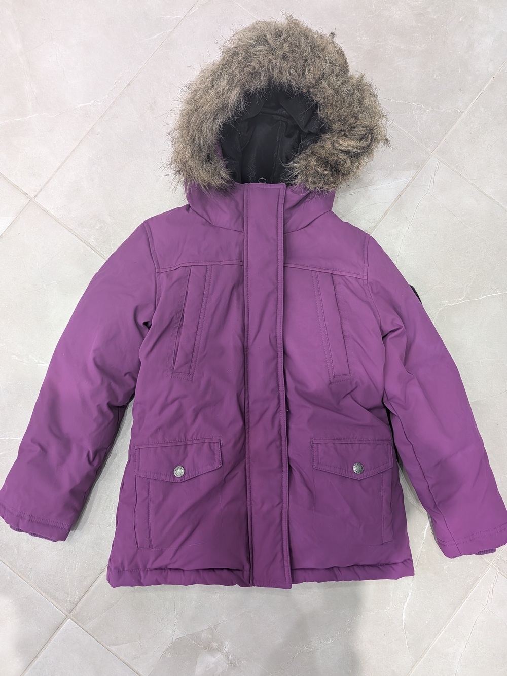 2/$50 Ecko Red Purple Down Puffer Jacket Faux Fur Trim Size L (10/12)